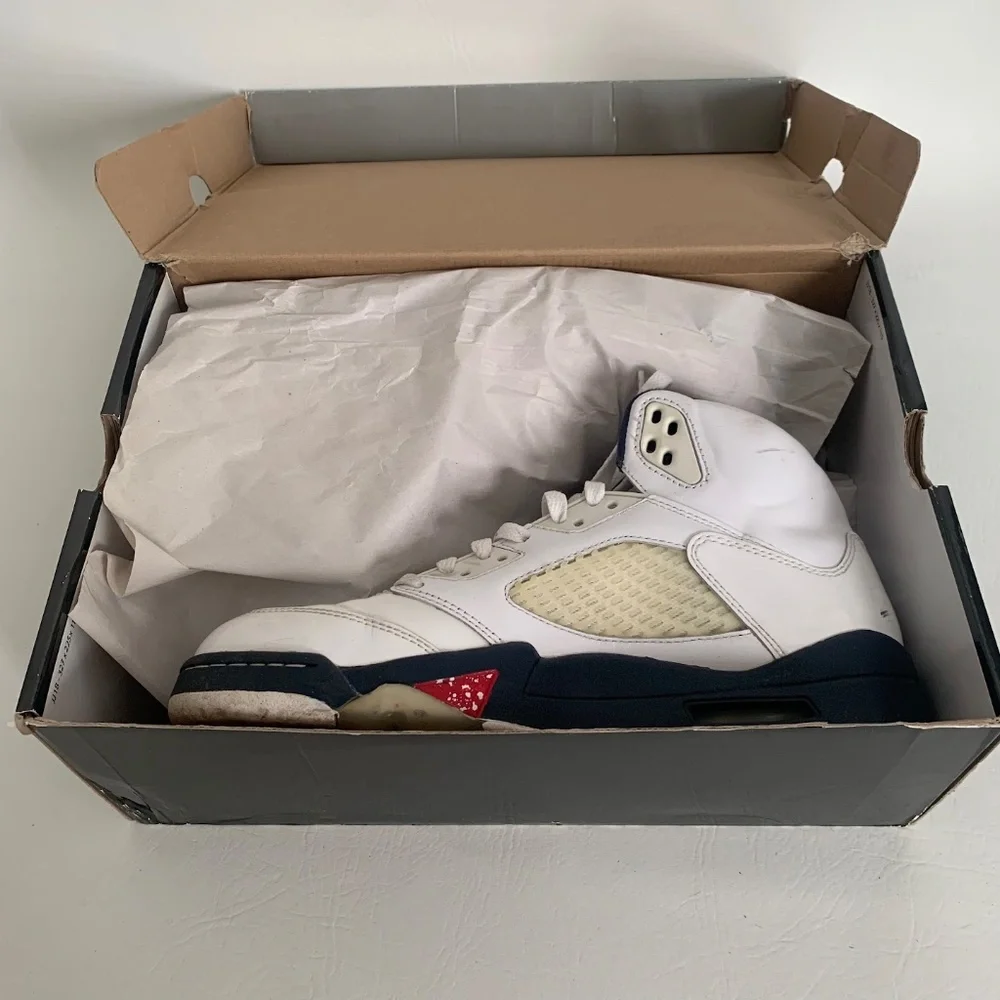 Nike Air Jordan 5 Retro White/Varsity Red-Mid Navy 9